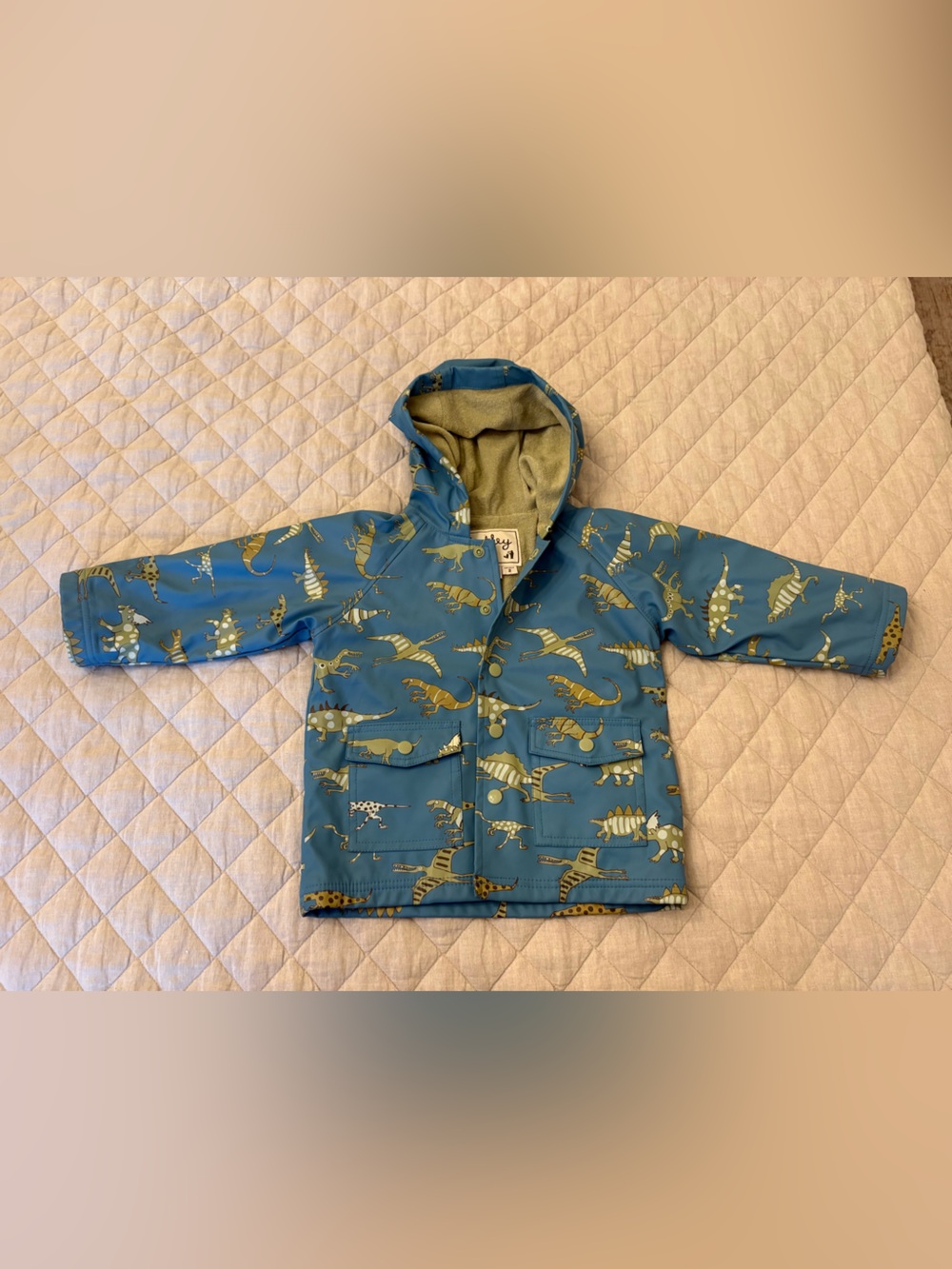 Hatley Blue Teal Dinosaur Hooded Raincoat